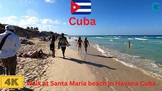 Walking Tour Havana Cuba 4K || Virtual Tour Santa Maria Beach Havana Cuba