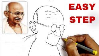 How to draw Mahatma Gandhiji drawing step by step // Independence Day drawing