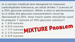 MIXTURE: How much water should be used to prepare 7 ounces of 20% glucose solution?