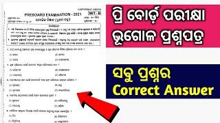 Pre Board Exam 2021 Question Paper Geography Answers bse Odisha | Pre Board Exam Social Science SSG