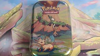 Pokémon Vibrant Paldea Mini Tin Opening (Leafeon & Arboliva)