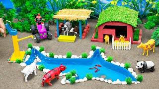 DIY mini Farm Diorama with house for Cow,Pig | Mini Hand Pumb Supply Water Pool for animals #62