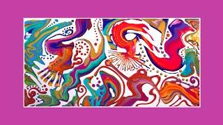 #9023 Vibrant Intense Colors Shovel Transferred -Fluid Art on Canvas 11.19.22 intuitive art