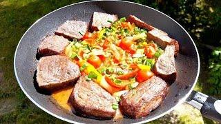 ЖАРИМ БОЛЬШОЙ КУСОК ГОВЯДИНЫ на СКОВОРОДЕ // FRYING A BIG BİT OF BEEF  on the PAN