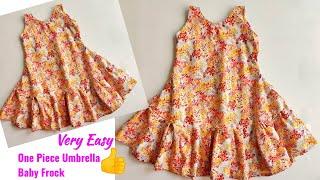 One piece umbrella cut baby frock cutting and stitching