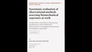 Systematic evaluation of observational methods assessing biomechanical exposures at w... | RTCL.TV