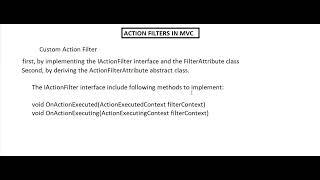 Action filters in MVC