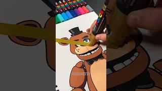 I RUINED My Drawing of Freddy Fazbear with Posca Markers! #shorts