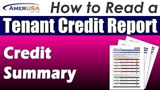 Credit Summary - How to Read a Tenant Credit Report (Professional Landlords)