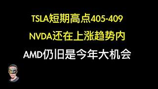 NVDA上涨趋势没变，短期回调；TSLA周五留意高点405-409；AMD跌的差不多极致了；MSTR最高短期留意355.5左右