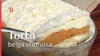 Torta belga super cremosa com creme de 4 leites, muito fácil e desmancha na boca!