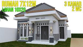 Desain rumah modern minimalis ukuran 7x12m 3 kamar tidur 1 lantai  lahan 10x20 Haq Desain