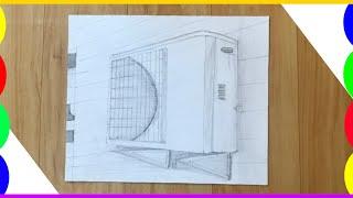 how to draw air conditioner outer unit ac outer unit drawing for beginners