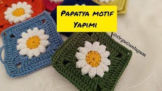 Papatya Motif Yapımı Motif Yapımı  Battaniye motif