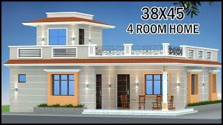 38'-0"X45'-0" 4 Room 3D Home Plan | Classic Villa Design | Whatsapp/Call +91-7078269797