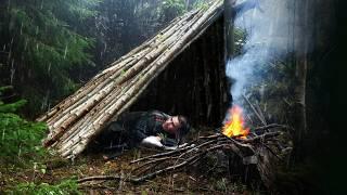 ️Camping in RELAXING RAIN: A Cozy Shelter in Heavy Rain (ASMR Rainy Forest)