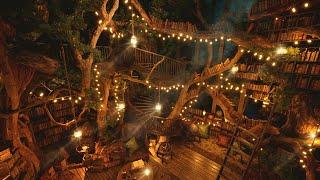 Dreamy TreeHouse in the Night Forest Immersive Experience [4K]
