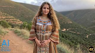 4K AI Art Lookbook Video of AI Girl ｜ Beautiful Algerian Kabyle Girl in Traditional Berber Art