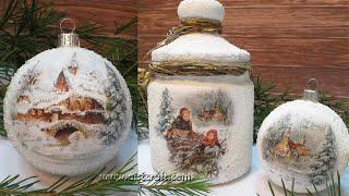 EASY CHRISTMAS ORNAMENTS DIY ️ IDEAS TO RECYCLE GLASS JAR  ️ SNOW EFFECT BAUBLES Kitchen Decor