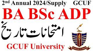 BA BSc ADP 2nd Annual 2024 Exams Date GCUF | ADP Supply 2024 GCUF | BA BSc Supply Exams GCUF 2024