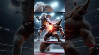 White Elephant  Rhino Battle in the UFC Arena (White Elephant Revenge) #youtubeshorts #shorts #ai