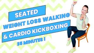 SEATED CARDIO KICKBOXING & CHAIR WALKING: 30 Minute Low Impact Chair Cardio Weight Loss Workout