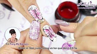 Học nail - Vẽ cọ bản gel, cọ hoa văn gel mẫu nail Con bướm xinh | KellyPang Nail