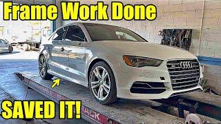 Fixing ALL THE FRAME DAMAGE ON THE AUDI S3! WE SAVED IT!