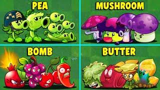 5Teams PEA x MUSHROOM x BOMB x JELLY&BUTTER Battlez - Which Plants Team Will Win ?