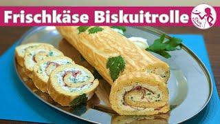 Biskuitrolle Rezept | Leckeres Fingerfood mal anders | Frischkäserolle mit Schinken und Kräutern