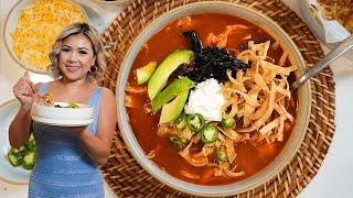 SOPA AZTECA, the best Mexican Chicken Tortilla Soup!