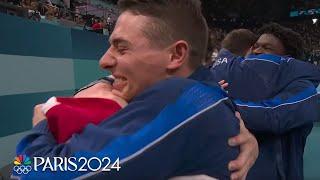 Team USA, Japan celebrate their medals in men’s team gymnastics competition | Paris Olympics