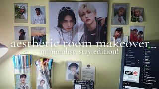 aesthetic desk/room makeover - stray kids, minimal and kpop inspired