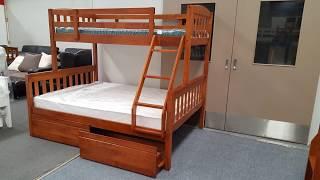 Miki Oak Double Bunk Bed Solid Hardwood - Furniture Place NZ