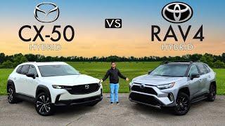 SECRETLY RELATED?? -- 2025 Mazda CX-50 Hybrid vs. 2025 Toyota RAV4 Hybrid: Comparison