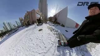 Riding My Electric Skateboard in the Snow, Snowboarding on flat ground! [LaCroix]