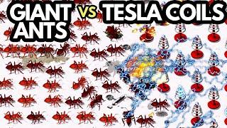 500 GIANT ANTS vs TESLA COILS - Red Alert Remastered Fight Club Ep. 12