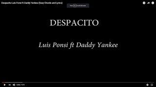 Despacito  Luis Fonsi ft  Daddy Yankee (Easy Chords and Lyrics)