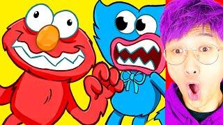 HUGGY WUGGY.EXE vs ELMO MOD!? (TOP 3 CRAZIEST VIDEOS! *LANKYBOX REACTION*)