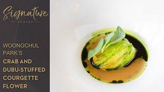 Woongchul Park's Crab and dubu-stuffed courgette flower