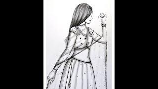 How to Draw a Beautiful Traditional Girl || Pencil sketch of beginner || Easy drawing || Mandala art