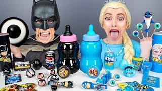 Blue Food vs Black Food Challenge 블루 블랙 푸드 챌린지 Frozen Elsa vs Batman Mukbang by HUBALAND