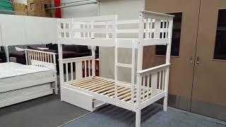 Holly Bunk Bed Single Solid Hardwood White Malaysian Made