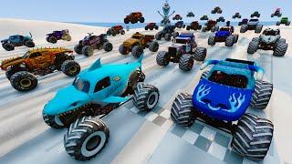 Ice Racing with Monster Mutt, Max-D, Grave Digger, El Toro Loco BeamNG drive