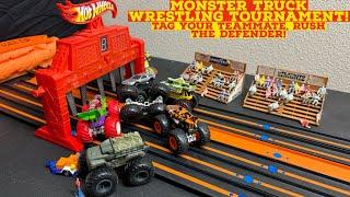 MONSTER TRUCK WRESTLING TOURNAMENT! TAG YOUR TEAMMATE, RUSH THE DEFENDER!
