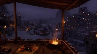 Fantasy Medieval Winter Night Ambience | Blizzard, Crackling Fire, Owl, Calming Nature Sounds