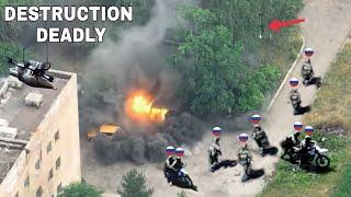 Ukrainian FPV Drone blow up Convoy Russian infantry Cripple brutally