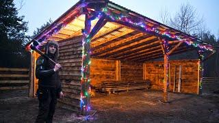 I am Finishing Building my BIG SHED in the Woods | Off-Grid Christmas - Ep. 5