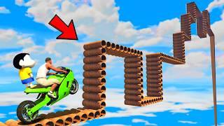 SHINCHAN AND FRANKLIN TRIED THE IMPOSSIBLE PIPES MAZE BRIDGE PARKOUR CHALLENGE GTA 5