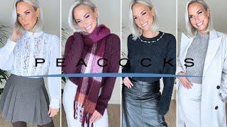 PEACOCKS NEW ARRIVALS AUTUMN WINTER LOUISE REDKNAPP KNITS BURGUNDY COATS SKIRTS SALE UK HIGHSTREET